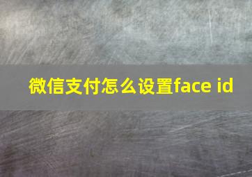 微信支付怎么设置face id